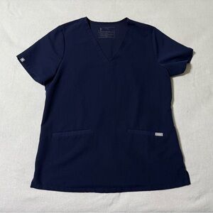 FIGS Casma Women's Medium Scrub Shirt Top RN Nurse Healthcare Navy Blue